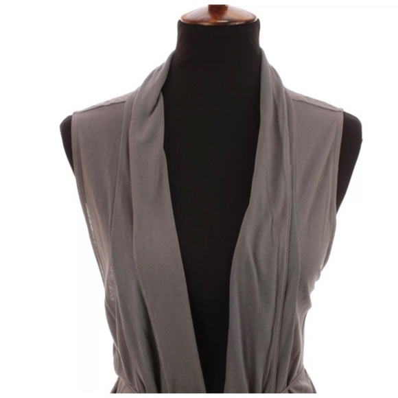 Coldwater Creek Womens Ruched Tie Front Duster Vest Cardigan Gray Sz M 10-12 - Picture 3 of 9